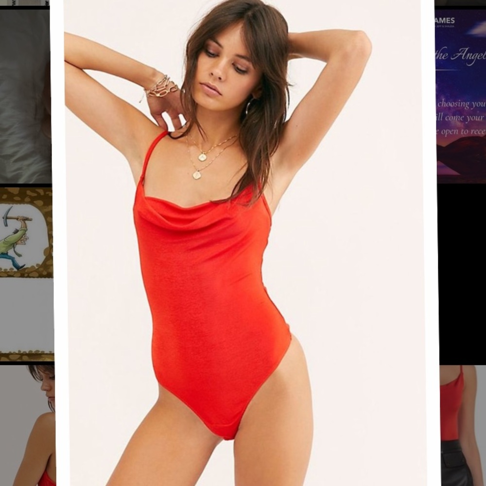 NEW! FREE PEOPLE Cowls In The Club Bodysuit- Red